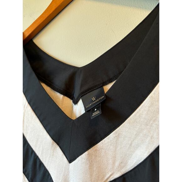 Worthington White with Black Accent Blouse - Picture 2 of 3